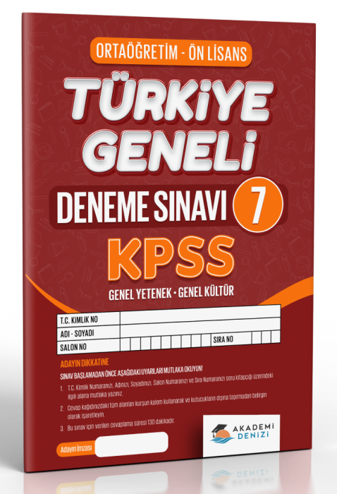 AKADEMİ DENİZİ KPSS LİSE ÖN LİSANS TG7 - 2025-26